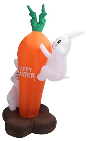 Riuulity 6ft Easter Inflatable Bunny Decoration, Outdoor Holiday Cartoon Bunny with Vibrant Colors, Suitable for Easter, Outdoor, Courtyard, Lawn, Garden, Parties, Classroom, Holiday,