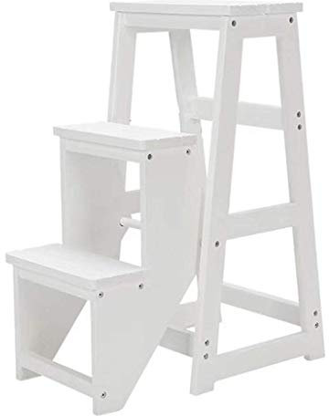 XCHSXYL Taburete de Escalada para Interiores, Escalera portátil Plegable, Taburete Alto, Escalera de Madera, Escalera de Tijera, Escalera de Madera Maciza Plegable de 3 escalones, Banco de Zapatos d