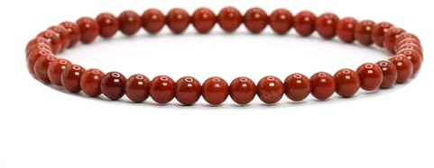 LAKADA Bracelet en jaspe rouge véritable pierre précieuse avec perles rondes de 4 mm - différentes longueurs - bracelet en pierres précieuses porte-bonheur talisman cadeau
