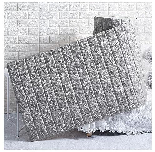 MLHDZ Pannelli da parete autoadesivi 3D in schiuma, carta da parati ruvida in grigio per bagno e soggiorno