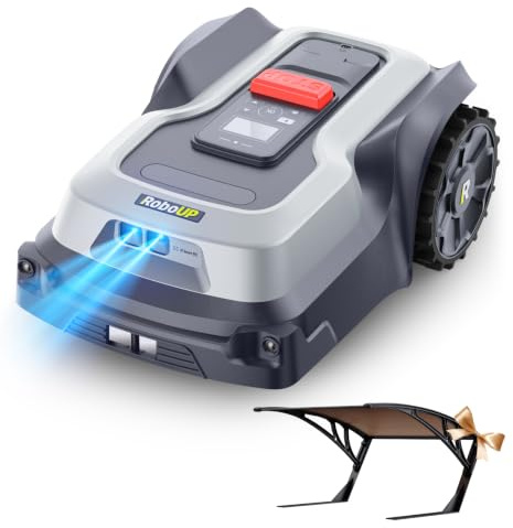 RoboUP Robot Tondeuse sans Fil Périphérique T1200Pro et Garage pour 1500㎡ | Expansion des Limites de la Carte, Zones de Tonte Illimitées, Planification Intelligente Par IA, Tonte Précise des Bordures
