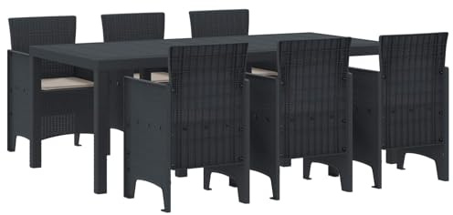 vidaXL Trädgårdsmöbelset 7 pcs Antracit Polypropylen, Uteplatsmöbler, moderna trädgårdsmöbler, väderbeständiga, lätta, perfekta för utomhusmys och samlingar