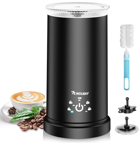 5 in 1 Milchaufschäumer Elektrisch 600W Automatischer Milchaufschäumer für 350 ml heißen kalten Milchschaum mit Antihaftbeschichtung, Ein-Klick-Steuerung für heiße Schokolade, Latte, Cappuccino etc