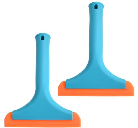2 Pezzi Tergivetro in Silicone, Tergivetro Doccia, Accessori per il Bagno,Spazzola per Vetri, Tergipavimento Multiuso per Specchio,Bagno,Finestra,Pavimento, Blu, 19 X15 X 3 cm