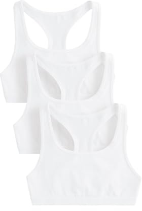 NEXT Mädchen 3er-Pack Kurztops mit Ringerrücken Weiß Numeric_122-numeric_128
