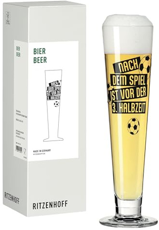 RITZENHOFF 8161002 Bier-Glas 330 ml, Serie Fußball, Nr. 2 mit Spruch, schwarz - Made in Germany