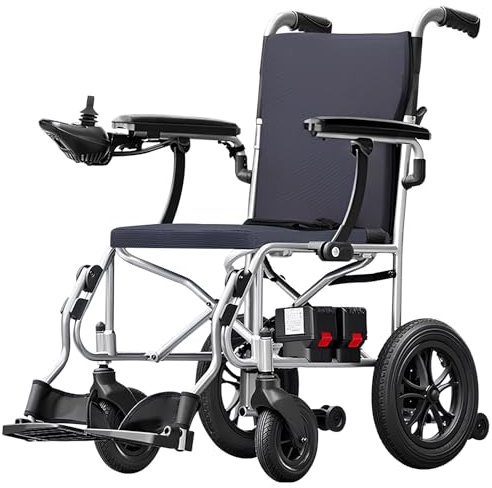 AMITD Elektrischer Rollstuhl Faltbar Leicht 15 kg, 20 km Reichweite, 150 kg Traglast, 500 w Motor, Aluminiumrahmen, Allgelände, Luftfahrt-Zertifizierung, Elektrorollstuhl für mobilitätseingeschränkte