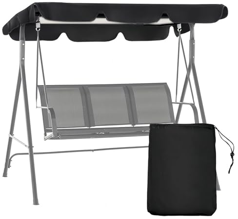 Patio Swing Canopy Replacement Top, 65x45/75x45/79x47/85x45 Outdoor 2/3 Seater Porch Swing Canopy Cover, Reinforced Edges Rip Proof UV Block Sun Shade 420D Waterproof for Garden Yard Park Seat (79x47)