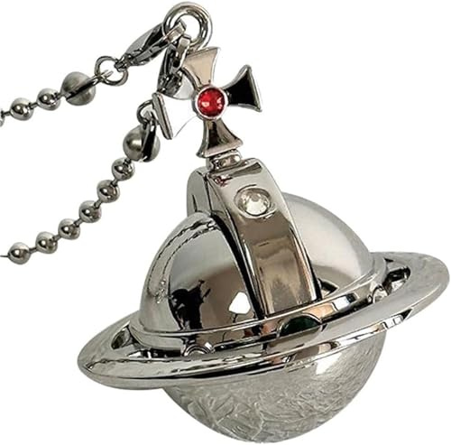 Accendino Saturn di alta qualità, accendino vintage in metallo ricaricabile a butano, fiamma morbida classica, collana portatile, adatto come regalo/collezione (argento)(Silver)