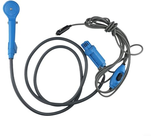 MeevrgR Bomba eléctrica de ducha de camping de 12 V con presión ajustable, portátil para lavado de coches, baño al aire libre, riego de flores, compatible con enchufe de alimentación del vehículo