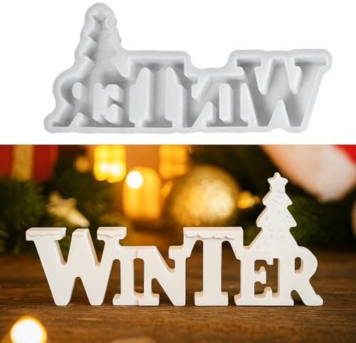 Silikonformen Gießformen Weihnachten, Silikonform Buchstaben Winter | Gießformen Silikon Weihnachten, Gips Zum Gießen Buchstaben Winter mit Weihnachtsbaum, Giessformen Silikon Weihnachten für DIY