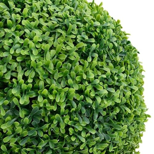 Eleganz Bosso artificiale, forma sferica, 71 cm, con vaso, pianta artificiale in polietilene e legno di eucalipto, facile da pulire e resistente alle intemperie, ideale per giardino, balcone o