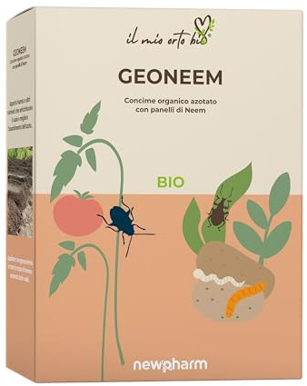Newpharm® Geoneem - Concime Organico Azotato con Panelli di Neem, Scatola 1 kg in Pellet | Il Mio Orto Bio®