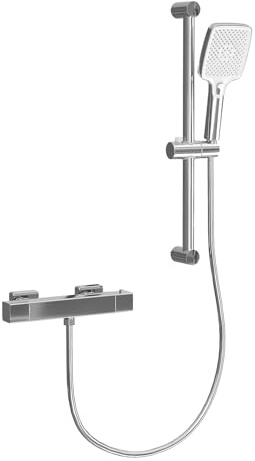 Rubinetto per doccia con termostato, termostato per doccia, miscelatore a parete con doccetta | doccetta | set termostatico doccia con pulsante di sicurezza a 38 °C