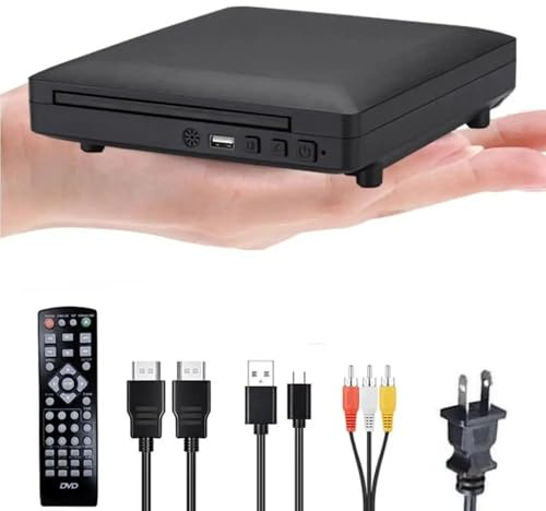 KONGMM Lettore Dvd Mini Lettore Dvd con Cavo HD e RCA 1080P Pal/NTSC Lettore CD Portatile USB 2.0