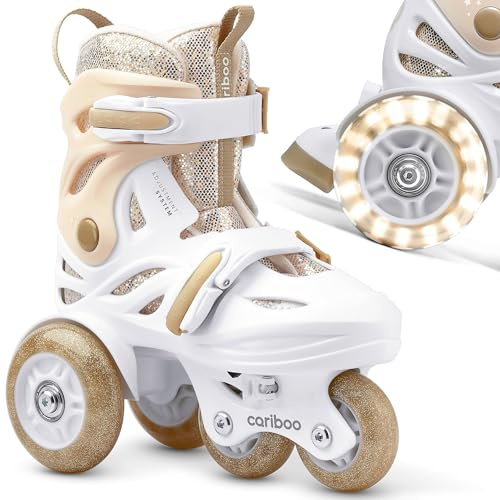 Cariboo Rollschuhe Für Kinder Inliner Für Anfänger Verstellbar 2 Größen Mit Lernlaufräder Glitzerdesign Kinder-Inlineskates Mädchen Ballerina