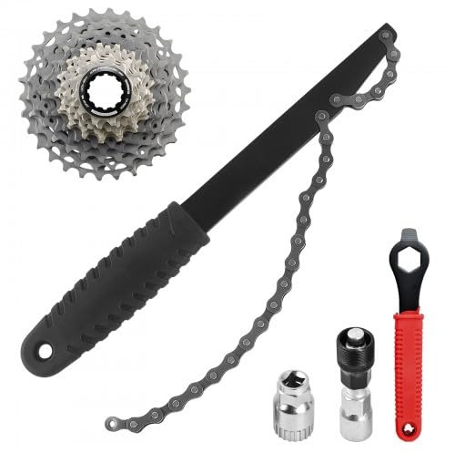 Samlonge Kettenpeitsche und Abzieher Set, Kassette Abzieher Werkzeug und Kettenpeitsche, Fahrrad Kassette Entfernungs Werkzeug, Fahrrad Werkzeug Set Rotor Lockring Removal Tool für Schraubkranz