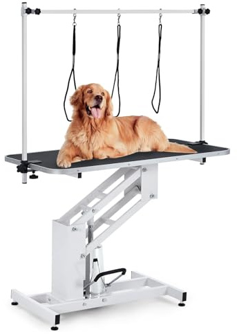 43.6 Inch Professional Electric Dog Grooming Table, Heavy Duty, 22''-39'' Height Adjustable Pet Grooming Table w/ Grooming Arm & Anti Slip Tabletop, Dog Grooming Station for Pets & Large Dogs