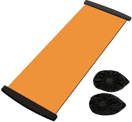 Janasiba Estera Deslizante para Yoga, Placa Deslizante para Deportes, Ejercicio Central, Correr, Patinaje, Tabla de Entrenamiento de Piernas, Equipo de Gimnasio, Naranja, 200cm