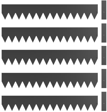 Outsunny 5pcs Garden Fence, Metal Picket Fence Panels, 102x15cm, Black | No Dig Garden, Border for Outdoor Decor, Flower Bed, Animal Barrier