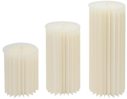 Juego de 3 centros de mesa plegables de cartón, altura 40/60/80 cm, soporte cilíndrico para flores con capacidad de carga de 25 – 30 kg, pantalla de columna de papel y PVC, fácil de plegar y