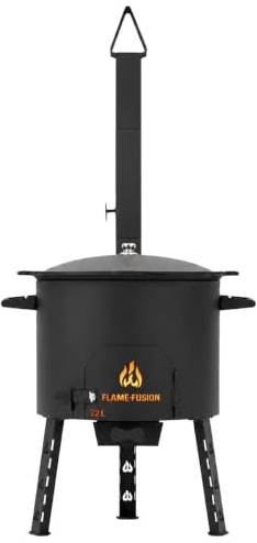 FlameFusion Utschak XL horno de leña con Kazan 22 litros incluido [tamaño a elegir] - horno Uchag para Kazan para asar & cocinar