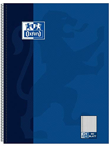 Oxford Collegeblock A4 kariert mit Rand links, 80 Blatt, blau