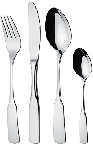 GRÄWE Bestickset för 6 personer, bestickset i 24 delar, bestickset inklusive kniv, gaffel, sked, kaffesked, bestick rostfritt stål 18/10, polerad, diskmaskinssäker, bestickserie spade
