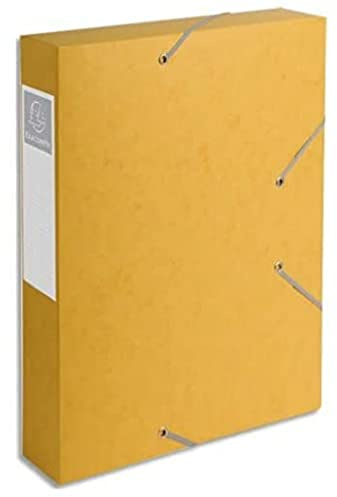 Exacompta - Ref 16006H - 1 CARTOBOX arkivbox med resårband - levereras platt - 6 cm rygg - 7/10 glansig kartong - 600g/m2 - mått 25x33 cm - A4 arkiveringsformat - färg gul