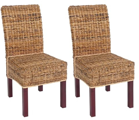 Mendler 2er-Set Esszimmerstuhl Korbstuhl M69 Stuhl Bali Bananengeflecht - hell, ohne Kissen