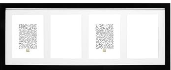 Deknudt Frames Cadre photo avec passe-partout pour 4 photos 10x15cm - Noir - Bois MDF - Multivue - Collage - pour accrocher ou poser - 23x53cm - S66KA4 10x15