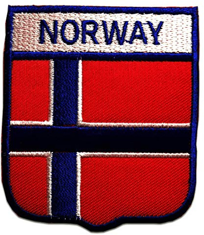 Catch the Patch Norwegen Aufnäher zum Aufbügeln 6,4 x 7,4 cm Bügelbild für Erwachsene Kinder mit Original Nationalflagge, Reisemotiv Souvenir Patches