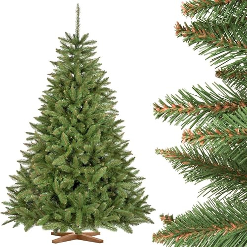 FAIRYTREES Weihnachtsbaum künstlich FICHTE Natur, grüner Stamm, Material PVC, inkl. Holzständer, 180cm