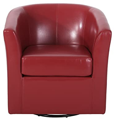 Christopher Knight Home Daymian PU Swivel Club Chair, Red 29D x 30W x 30.25H Inch