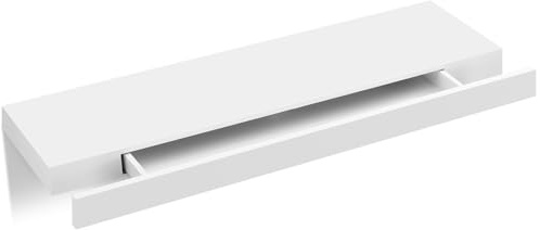 WOLTU Mensola da Muro, Scaffale Parete Moderno, Mensola con Cassetto in MDF per Soggiorno, Camera da Letto, Cucina, 80x25x5cm Bianco, RG9345ws