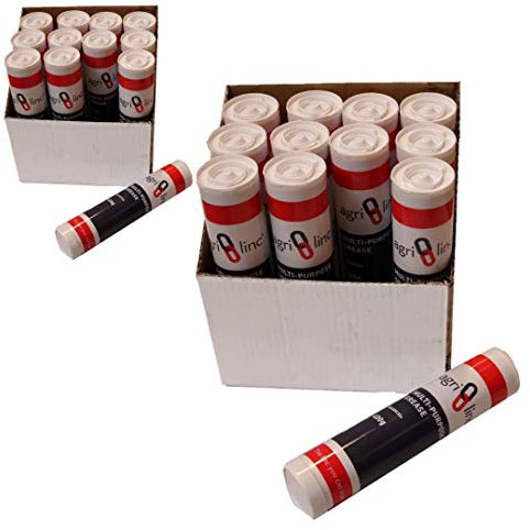 24 Grease Cartridges, Bulk Buy - 2 Boxes of 12, £2.92 per cartridge, EP2 General Purpose Lithium-based Brown Grease lubricant in 400g/14oz Cartridge for Grease Gun, by Agri-Linc