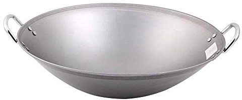 ZCXBHD Wok Wok in Ghisa Padella - Tradizionale Pentola in Ferro Rivestito Antiaderente Fatta A Mano Wok Grande Professionale Padella con Manico in Acciaio,40cm