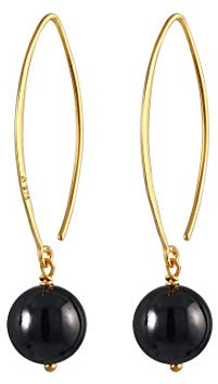 Nenalina Ohrringe Silber 925 Damen Ohrhänger mit Onyx Kugeln schwarz (8 mm)