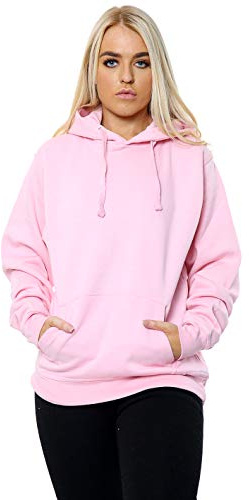 imporio 11 Women Ladies Oversized Pullover Plain Hoodie Top With Out Zip Hoodies Sweatshirt Top Jumper UK 8-24