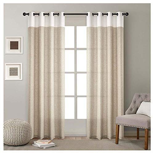 YOUCAI Voile Vorhang Leinen Stoff Gardine Ösenvorhang Transparent Vorhänge Dekorativ Für Zimmer Fensterschals Kinderzimmer Wohnzimmer Schlafzimmer Gardinenschals,Braun,132x274cm