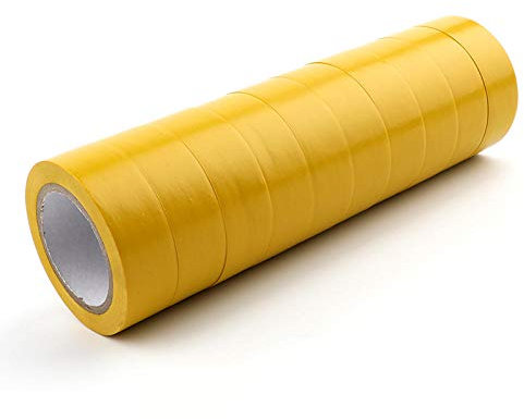 Cinta de PVC eléctrica, cinta aislante eléctrica, cinta impermeable de PVC, cinta aislante-Amarillo 10 rollos