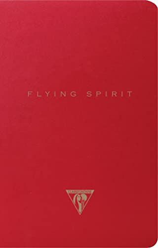 Clairefontaine 106506C - One Flying Spirit stitched notebook 96 Pages ivory 11x17cm 90g Lined, red cover, 5 assorted motifs on the back, random delivery