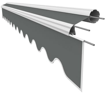 VANA Markisenstoff mit Volant für 5,5 x 3 m Markisen-Ersatzstoff Markisentuch Bespannung Markisenbespannung Sonnenschutz fertig genäht Maß Tuch 5,38 x 3 m Volant 5,38x 0,21 m Design SPD008