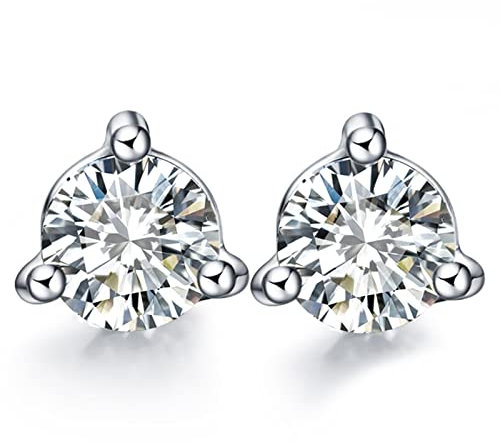 KnSam Damen Goldschmuck Ohrringe Damen 18 Karat 750 Weiß Gold, Ohrstecker Nickelfrei 0.1ct Diamant Zart Design Solitär Ohrschmuck mit Rundschliff