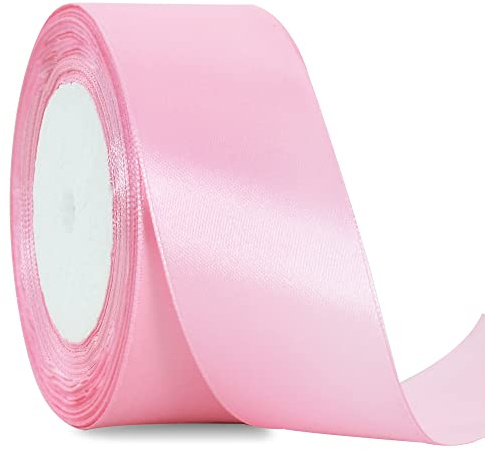 TONIFUL Satinband hellgoldfarben, breit, massives Stoffband für Valentinstag,Hochzeit, Auto, Schneiden, Zeremonie, große Öffnung, Stuhlschärpe, Handwerk, Party, Dekoration-Rosa 4cm x 20m