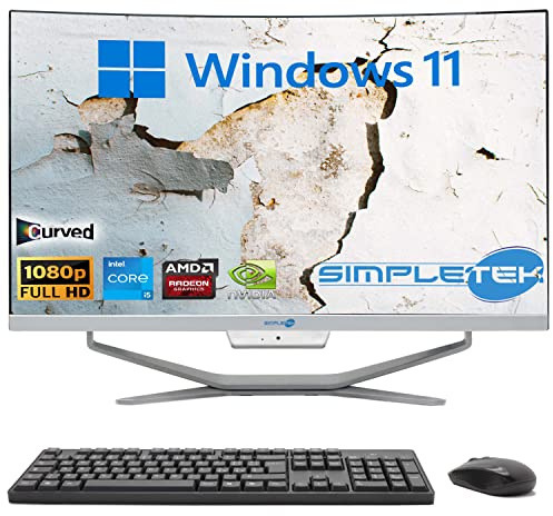 SIMPLETEK - PC All in One Curved Display 24 Core i5 Windows 11 | 8GB RAM SSD 120GB | Work, Entertainment