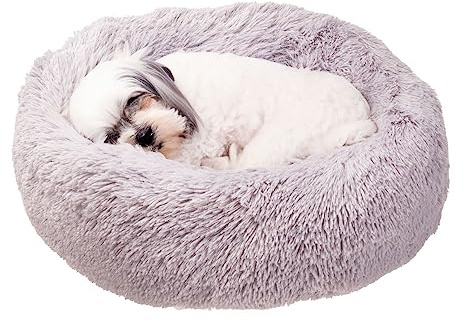 Ferplast Hundekissen Katzenschlafplatz Rund Flauschig Katzenkissen Weich Plüsch Katzenkorb 60 x 14 cm. Grau