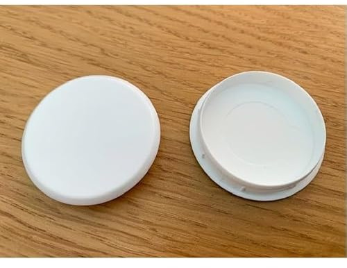 35mm White Hinge Hole Cover Caps - Kitchen Cabinets/Cupboard Doors (2 x White Hinge Hole Cap)