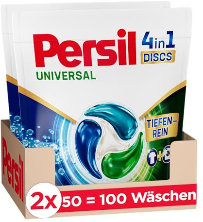 Persil Universal 4in1 DISCS (100 Waschladungen), Universal Waschmittel mit Tiefenrein Technologie, Vollwaschmittel für reine Wäsche und hygienische Frische für die Maschine