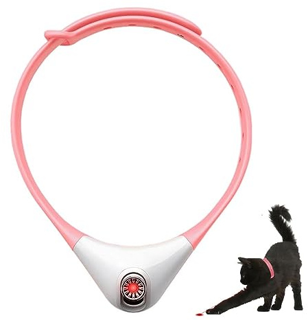 GDWD Elektrisches Intelligentes Halsband für Kätzchen, Tragbares Interaktives Katzenspielzeug, Amüsantes Automatische Katzenhalsbandspielzeug mit LED-Leuchten, Haustiere Katzen Übungsspielzeug (Rosa)